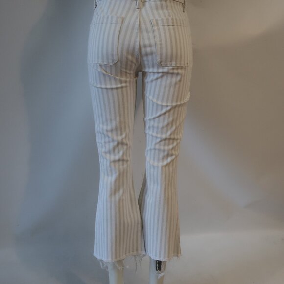 Womens Frame Courtyard LBCFRA009S Beige White Bardot Kick Flare Denim Jean 28 - Picture 10 of 11